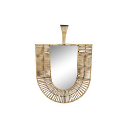 Espejo de pared DKD Home Decor Marrón Ratán Abanico Tropical (50 x 2