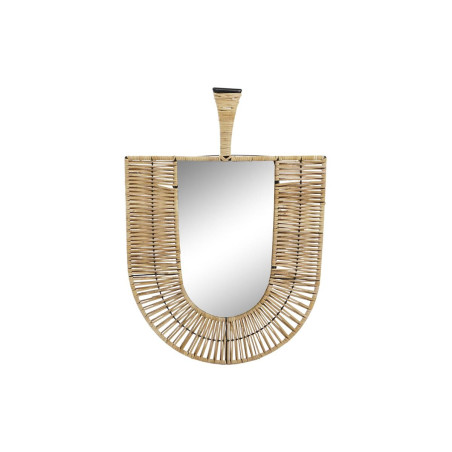 Espejo de pared DKD Home Decor Marrón Ratán Abanico Tropical (50 x 2