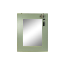 Espejo de pared DKD Home Decor Abeto Natural Rojo Metal Verde Oriental