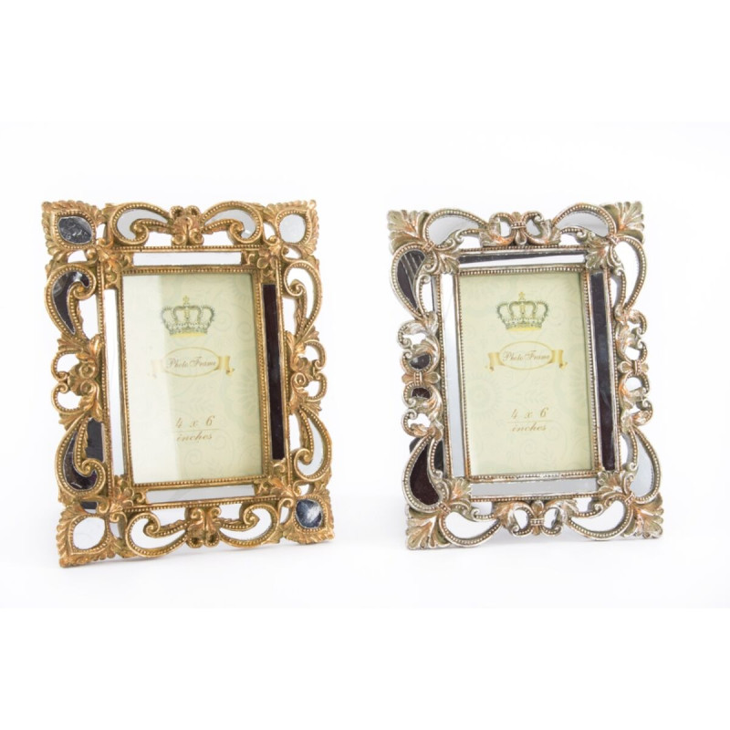 Marco de Fotos DKD Home Decor 19 x 2 x 25 cm Plateado Dorado Resina Sh