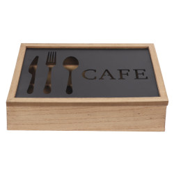 Organizador para Cubiertos DKD Home Decor Marrón Negro Metal Aluminio