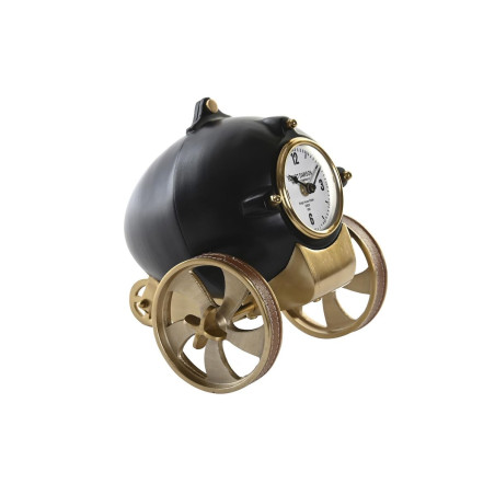 Reloj de Mesa DKD Home Decor 20,5 x 20,5 x 21,5 cm Negro Dorado Alumin