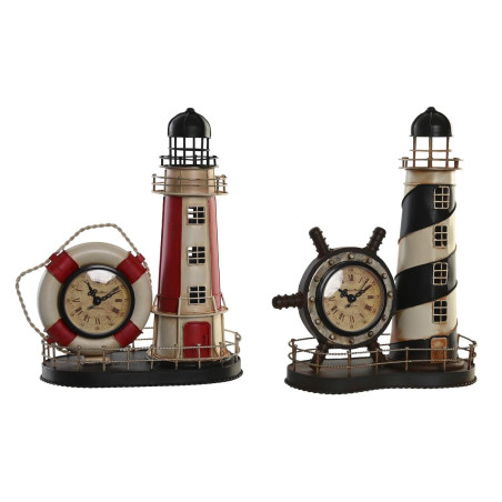 Reloj de Mesa DKD Home Decor 25.5 x 14 x 32.5 cm Rojo Negro Metal Vint