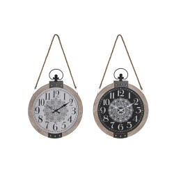 Reloj de Mesa DKD Home Decor 40 x 6,5 x 46 cm Negro Blanco Hierro Mand