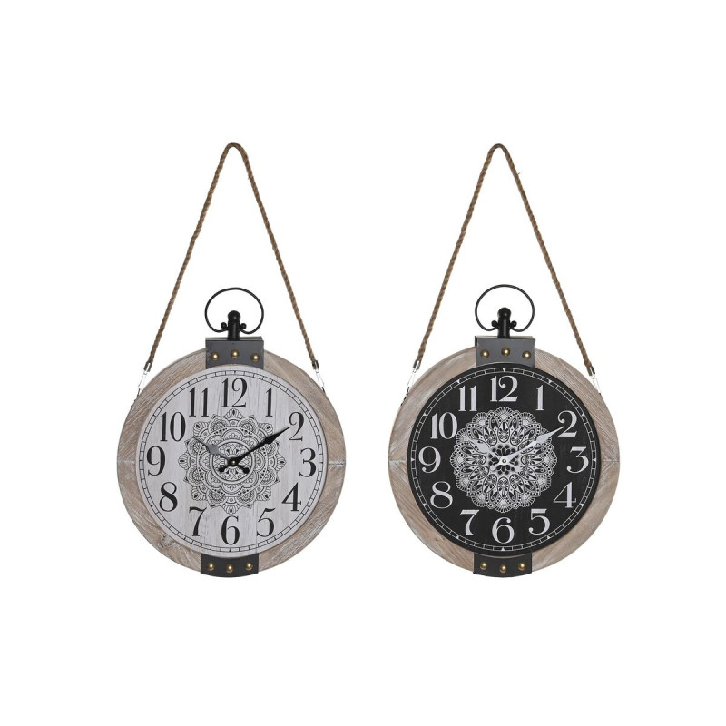 Reloj de Mesa DKD Home Decor 40 x 6,5 x 46 cm Negro Blanco Hierro Mand