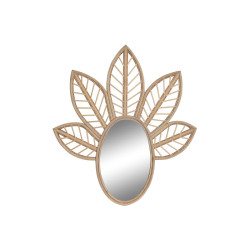 Espejo de pared DKD Home Decor Marrón Cristal Natural Tropical Hoja d