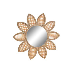 Espejo de pared DKD Home Decor Cristal Natural Marrón Bambú Tropical