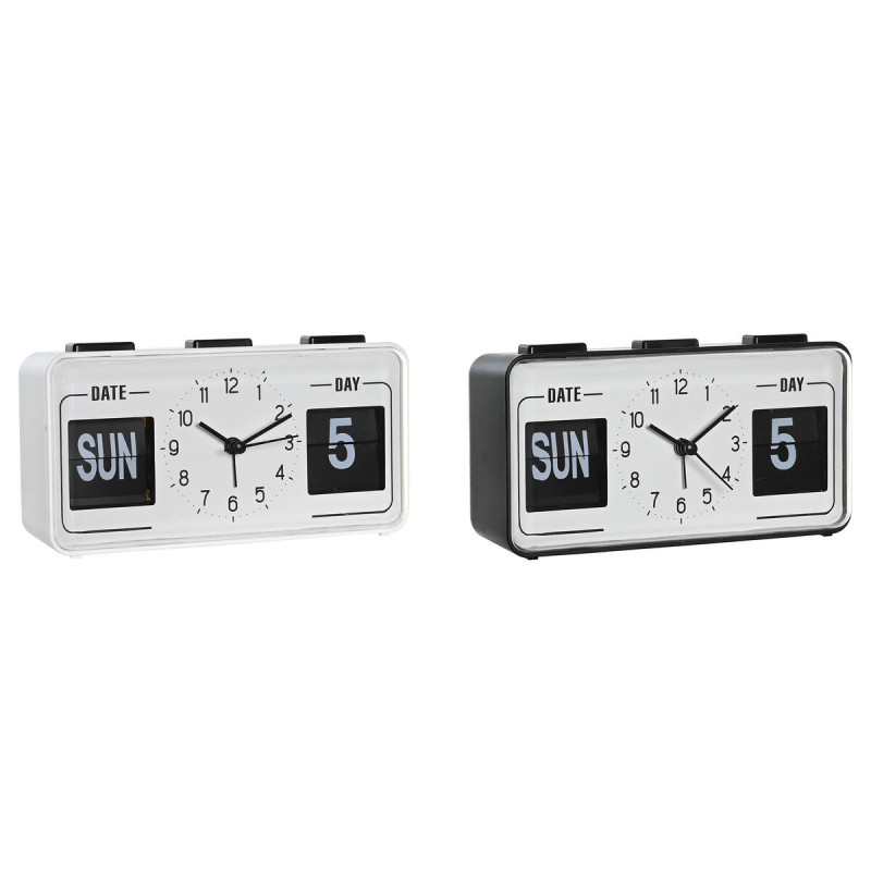 Reloj Despertador DKD Home Decor 17 x 5 x 9 cm Negro Blanco PVC (2 Uni