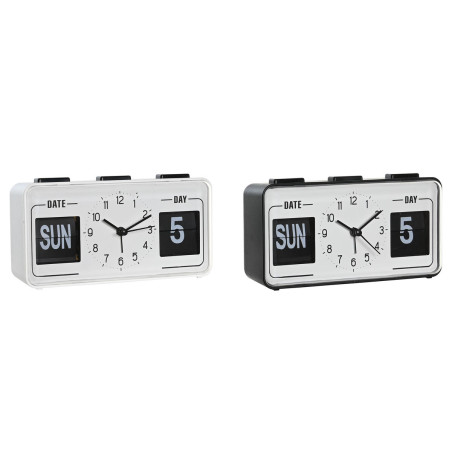 Reloj Despertador DKD Home Decor 17 x 5 x 9 cm Negro Blanco PVC (2 Uni