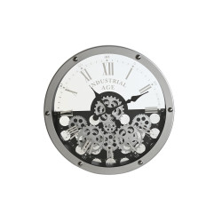 Reloj de Pared Home ESPRIT Negro Plateado Metal Cristal Engranajes 52
