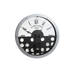 Reloj de Pared Home ESPRIT Negro Plateado Metal Cristal Engranajes 52