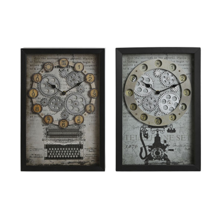 Reloj de Pared Home ESPRIT Amarillo Blanco Negro Gris Metal Cristal Vi