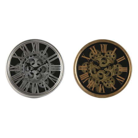 Reloj de Pared Home ESPRIT Negro Dorado Plateado Metal Cristal 25 x 6,