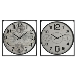 Reloj de Pared Home ESPRIT Blanco Negro Metal Madera MDF 62 x 6 x 65 c