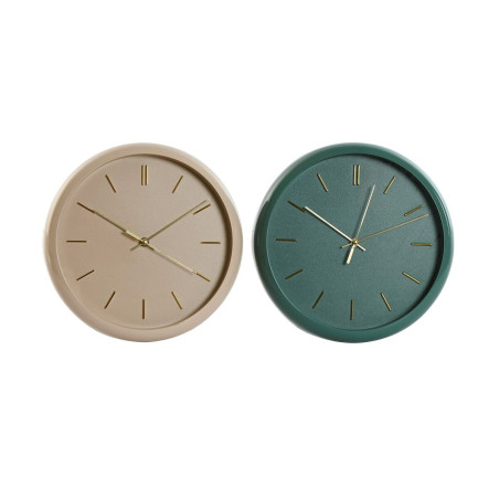 Reloj de Pared Home ESPRIT Verde Rosa PVC Moderno 30 x 4 x 30 cm (2 Un