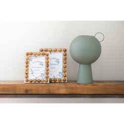 Marco de Fotos Home ESPRIT Blanco Marrón Cristal Madera de mango 21 x