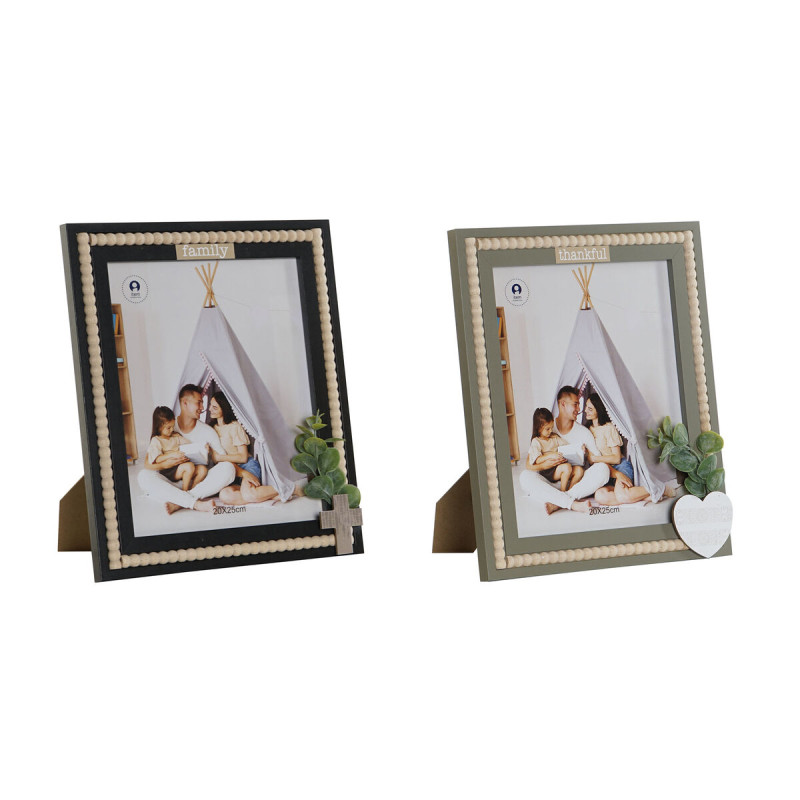 Marco de Fotos Home ESPRIT Negro Verde Natural Cristal Madera MDF Esca