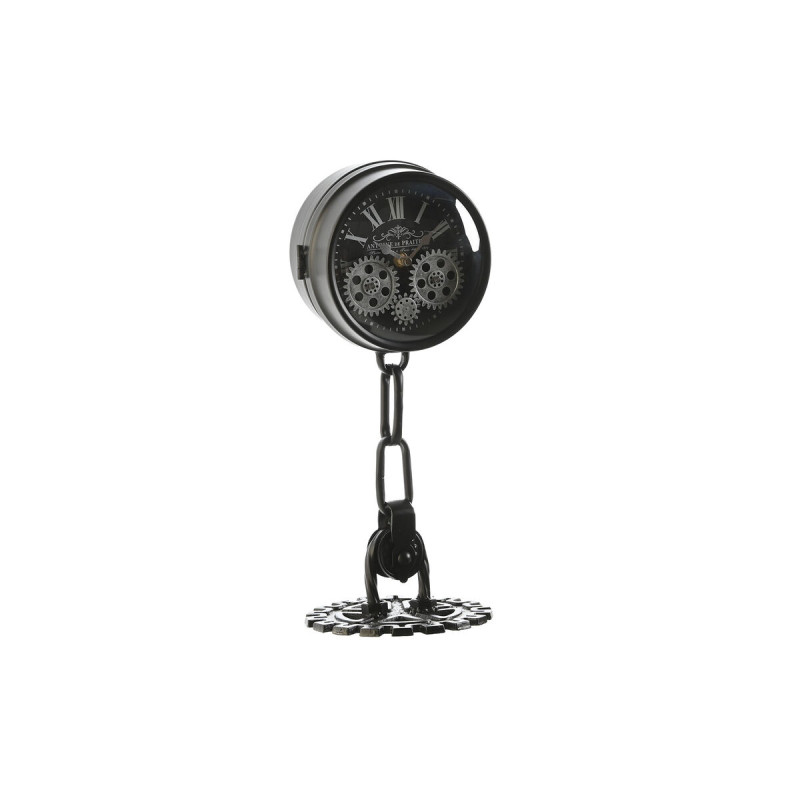 Reloj de Mesa Home ESPRIT Blanco Negro Plateado Metal Cristal 18 x 17