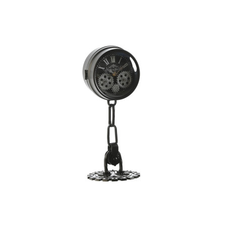 Reloj de Mesa Home ESPRIT Blanco Negro Plateado Metal Cristal 18 x 17