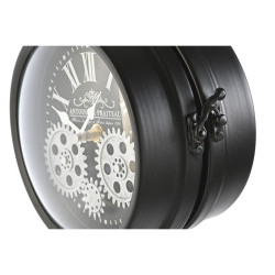 Reloj de Mesa Home ESPRIT Blanco Negro Plateado Metal Cristal 18 x 17