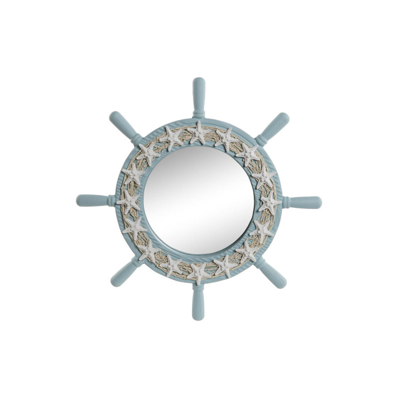 Espejo de pared Home ESPRIT Azul cielo Madera Cuerda Mediterráneo 42,