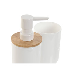 Set de Baño Home ESPRIT Blanco Natural Bambú Poliestireno 7 x 7 x 16