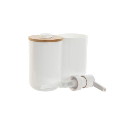 Set de Baño Home ESPRIT Blanco Natural Bambú Poliestireno 7 x 7 x 16