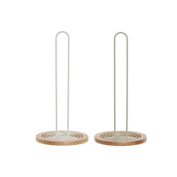 Portarrollo de Papel de Cocina Home ESPRIT Beige Gris Natural Metal Ma