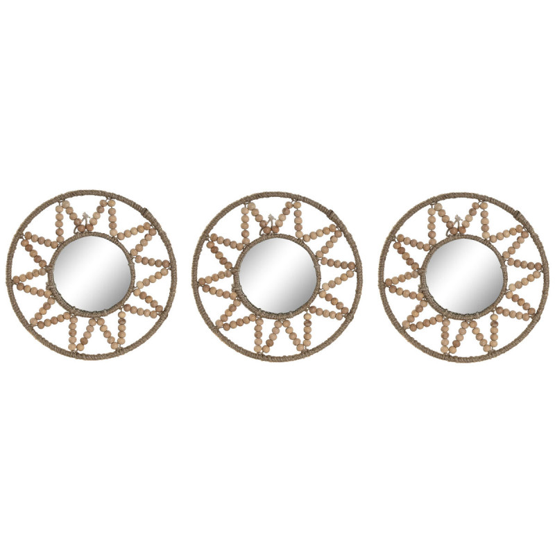 Juego de Espejos Home ESPRIT Natural Madera Cristal Scandi 20 x 1 x 20