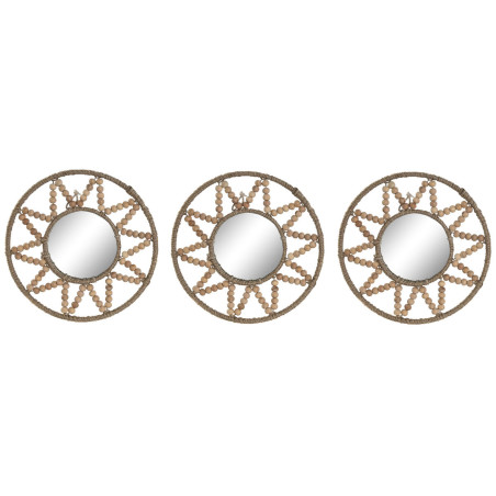 Juego de Espejos Home ESPRIT Natural Madera Cristal Scandi 20 x 1 x 20