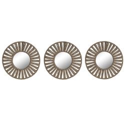 Juego de Espejos Home ESPRIT Natural Yute Cristal Tropical 20 x 1 x 20