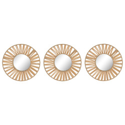Juego de Espejos Home ESPRIT Natural Rafia Cristal Scandi 20 x 2 x 20