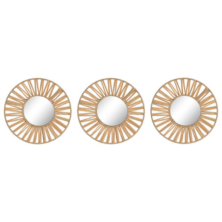 Juego de Espejos Home ESPRIT Natural Rafia Cristal Scandi 20 x 2 x 20