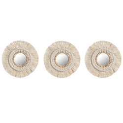 Juego de Espejos Home ESPRIT Blanco Cristal Boho 20 x 1 x 20 cm (3 Pie