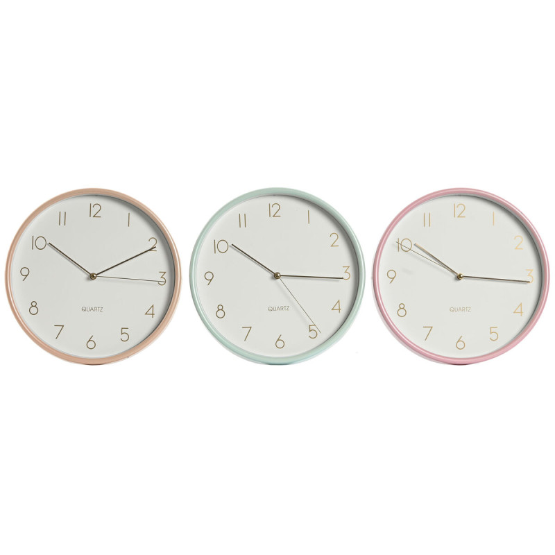Reloj de Pared Home ESPRIT Coral Menta Lila PVC 25,5 x 4,3 x 25,5 cm (
