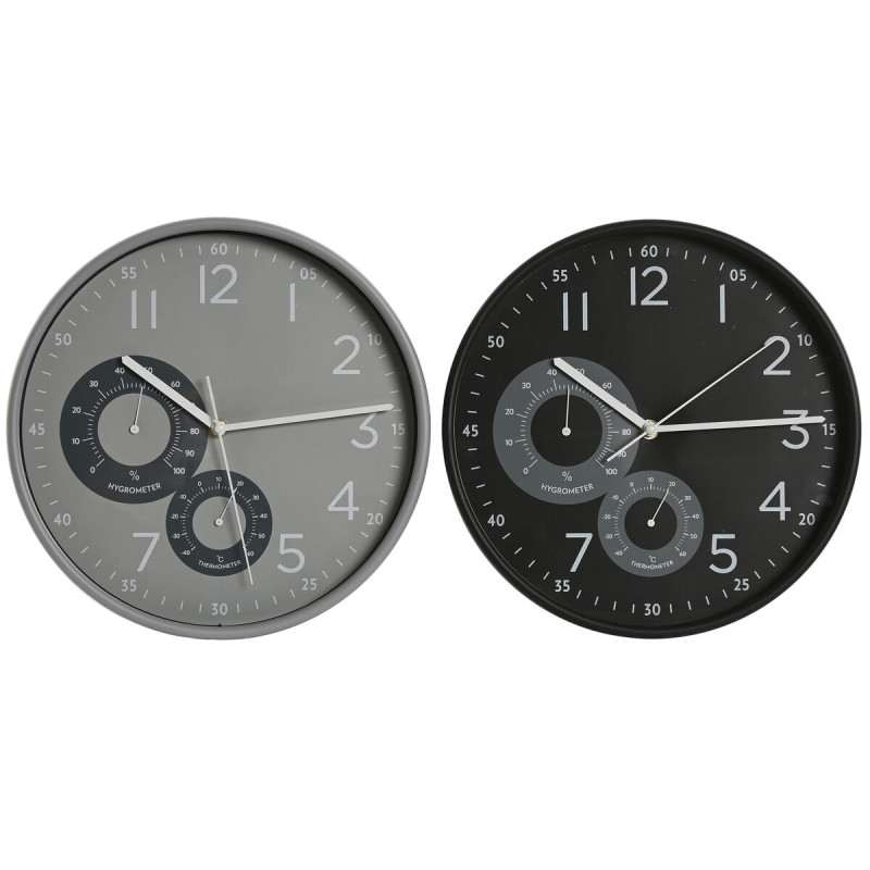 Reloj de Pared Home ESPRIT Negro Gris PVC 30 x 4,7 x 30 cm (2 Unidades
