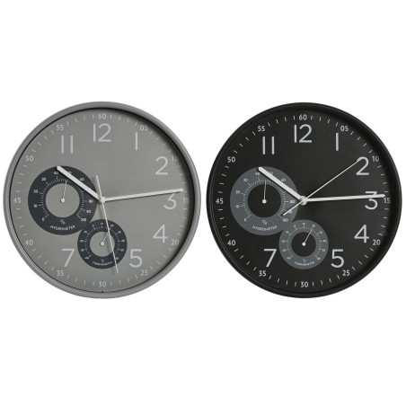 Reloj de Pared Home ESPRIT Negro Gris PVC 30 x 4,7 x 30 cm (2 Unidades