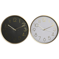 Reloj de Pared Home ESPRIT Blanco Negro Aluminio 30 x 4,3 x 30 cm (2 U