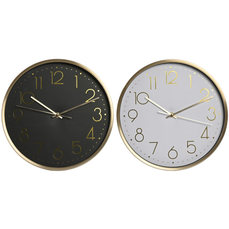 Reloj de Pared Home ESPRIT Blanco Negro Aluminio 30 x 4,3 x 30 cm (2 U