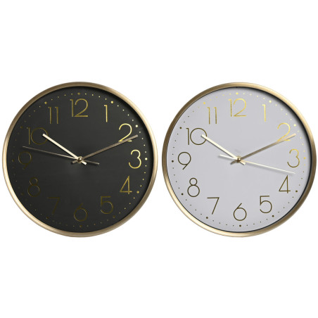 Reloj de Pared Home ESPRIT Blanco Negro Aluminio 30 x 4,3 x 30 cm (2 U