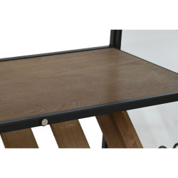 Botellero Home ESPRIT Negro Natural Madera Metal Cristal 102 x 32 x 60