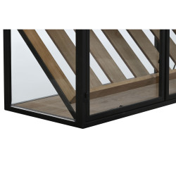 Botellero Home ESPRIT Negro Natural Madera Metal Cristal 102 x 32 x 60