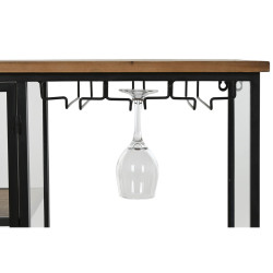 Botellero Home ESPRIT Negro Natural Madera Metal Cristal 102 x 32 x 60