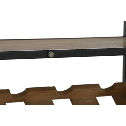 Botellero Home ESPRIT Negro Natural Madera Metal Cristal 102 x 32 x 60