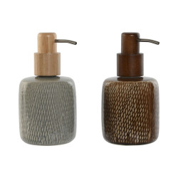 Dispensador de Jabón Home ESPRIT Marrón Gris Polietileno Gres 8,5 X