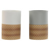 Vaso Home ESPRIT Blanco Gris Natural Resina 7 x 7 x 10,5 cm (2 Unidade