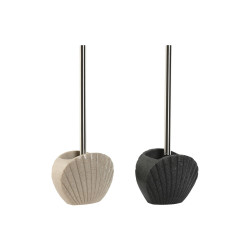 Escobilla para el Baño Home ESPRIT Gris Crema Resina Acero Inoxidable
