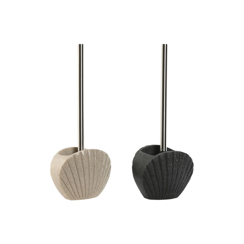 Escobilla para el Baño Home ESPRIT Gris Crema Resina Acero Inoxidable