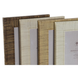 Marco de Fotos Home ESPRIT Marrón Beige Natural Marfil Cristal Polies