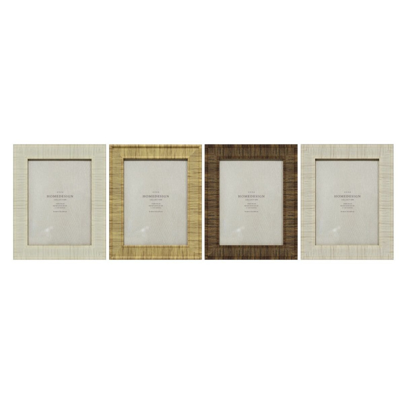 Marco de Fotos Home ESPRIT Beige Natural Cristal Poliestireno Escandin